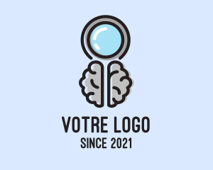 Psychology - Brain Magnifying Glass logo design