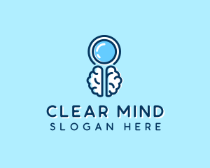 Brain Magnifying Glass logo design