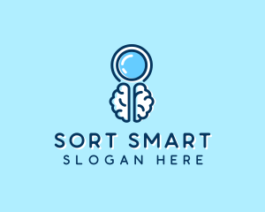 Brain Magnifying Glass logo design