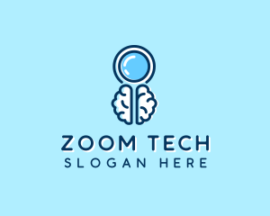 Zoom - Brain Magnifying Glass logo design