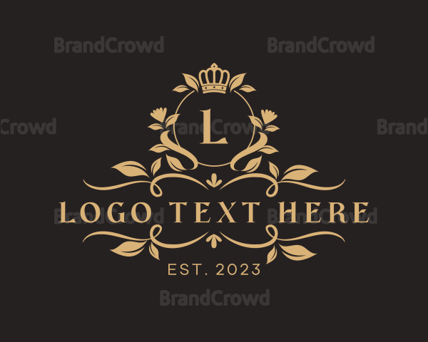 Royal Crown Floral Banner Logo