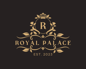 Royal Crown Floral Banner logo design