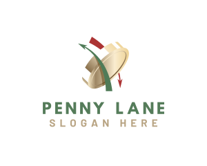 Penny - Coin Arrow Stocks logo design