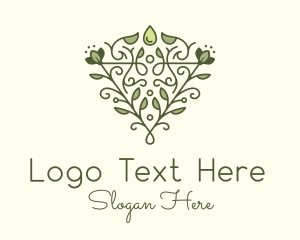 Leaf Vine Droplet logo design