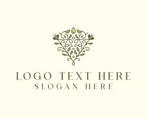 Green - Leaf Vine Droplet logo design