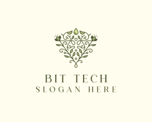 Leaf Vine Droplet logo design