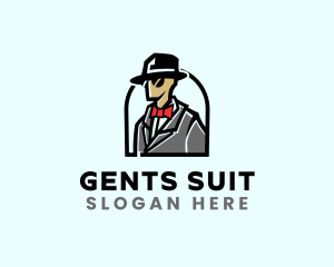 Suit Bowtie Fashion logo design