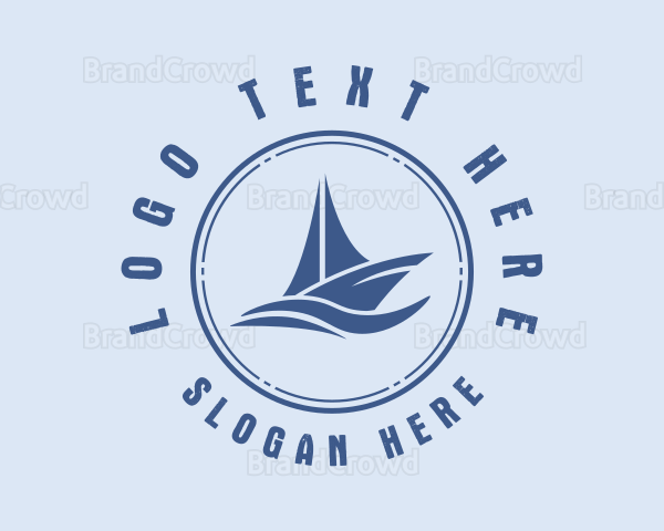 Sailboat Sea Waves Logo