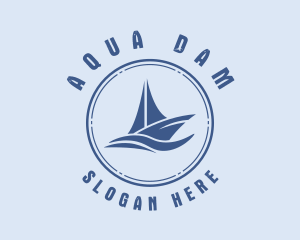 Sailboat Sea Waves  logo design