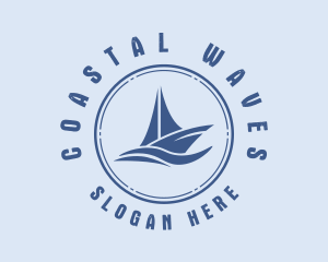 Sailboat Sea Waves  logo design