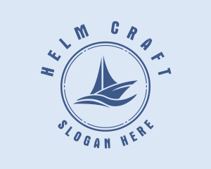 Sailboat Sea Waves  logo design