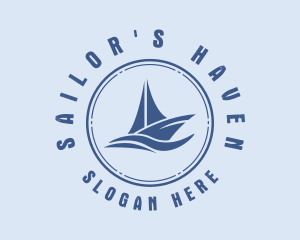 Sailboat Sea Waves  logo design