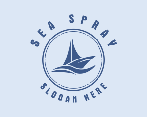 Sailboat Sea Waves  logo design