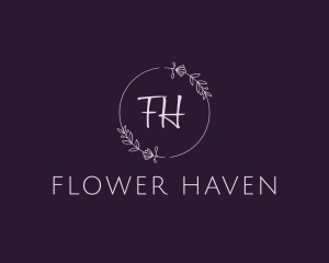 Wreath Flower Circle Wedding logo design