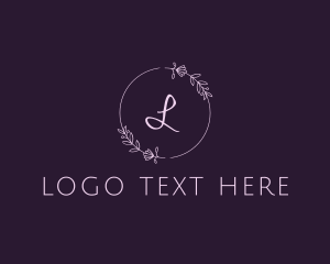 Purple - Wreath Flower Circle Wedding logo design
