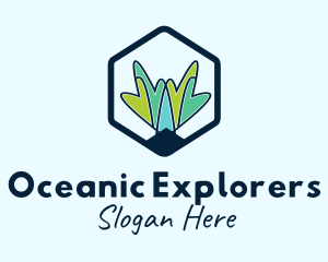 Marine Biology - Heart Coral Seaweed logo design