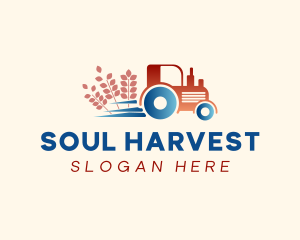 Tractor Wheat Farming logo design