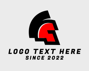Red Helmet - Gaming Spartan Letter G logo design