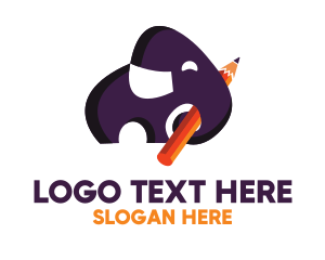 Writing - Kindergarten Elephant Pencil logo design