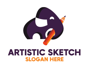 Draw - Kindergarten Elephant Pencil logo design