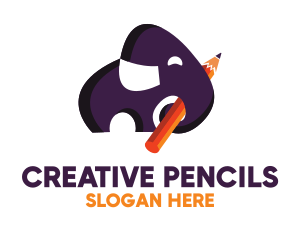 Kindergarten Elephant Pencil logo design