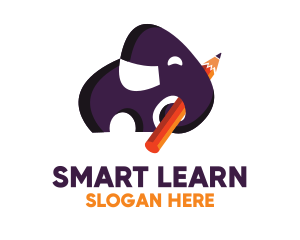 Art School - Kindergarten Elephant Pencil logo design