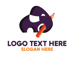 Kindergarten Elephant Pencil Logo