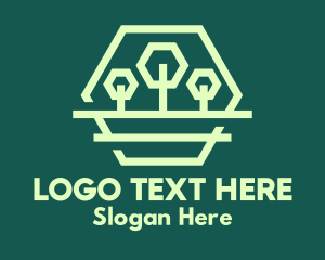 Environment - Green Forest Trees Hexagon logo design