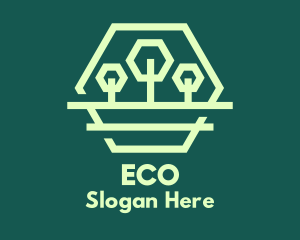 Green Forest Trees Hexagon Logo