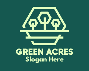 Green Forest Trees Hexagon logo design