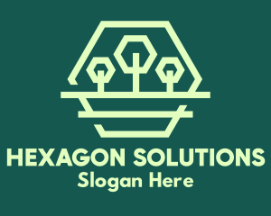 Hexagon - Green Forest Trees Hexagon logo design