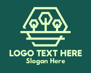 Hexagonal - Green Forest Trees Hexagon logo design