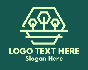 Green Forest Trees Hexagon Logo