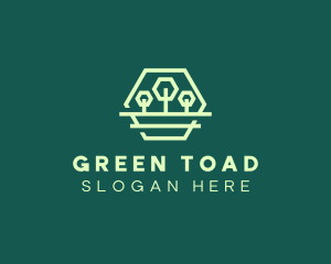 Green Forest Trees Hexagon logo design