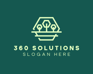 Green Forest Trees Hexagon logo design