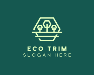 Green Forest Trees Hexagon logo design