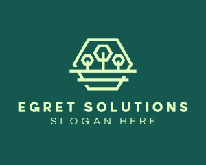 Green Forest Trees Hexagon logo design