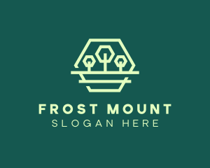 Green Forest Trees Hexagon logo design