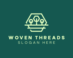 Green Forest Trees Hexagon logo design