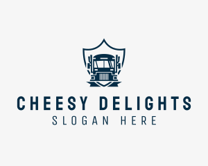 Delivery Truck Logistics Crest logo design