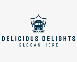 Delivery Truck Logistics Crest logo design