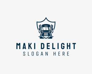 Delivery Truck Logistics Crest logo design