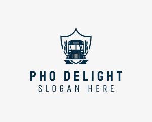 Delivery Truck Logistics Crest logo design