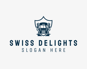 Delivery Truck Logistics Crest logo design