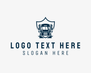 Silhouette - Delivery Truck Logistics Crest logo design