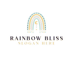 Boho Rainbow Moon logo design