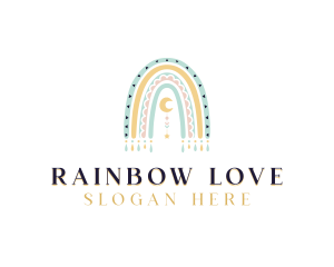 Boho Rainbow Moon logo design