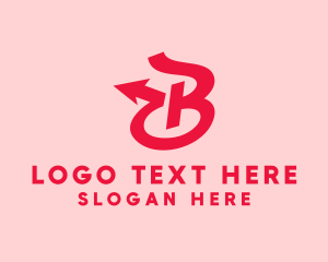 Left - Pink Arrow Cursive Letter B logo design