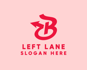 Left - Pink Arrow Cursive Letter B logo design