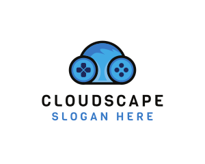 Digital Cloud Arcade Game logo design